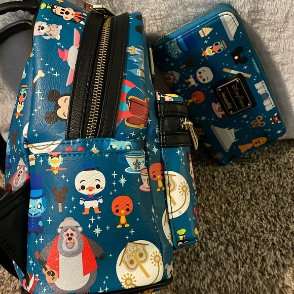 Disney Parks Loungefly Mini Backpack & Matching Wallet - WDW Parks Retro Design - Picture 11 of 16